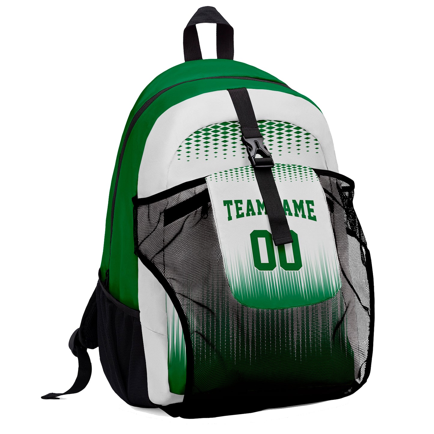 Anpassen Grün  Weiß Sport Rucksäcke Mit Personalisiert Namen, Zahlen und Logos