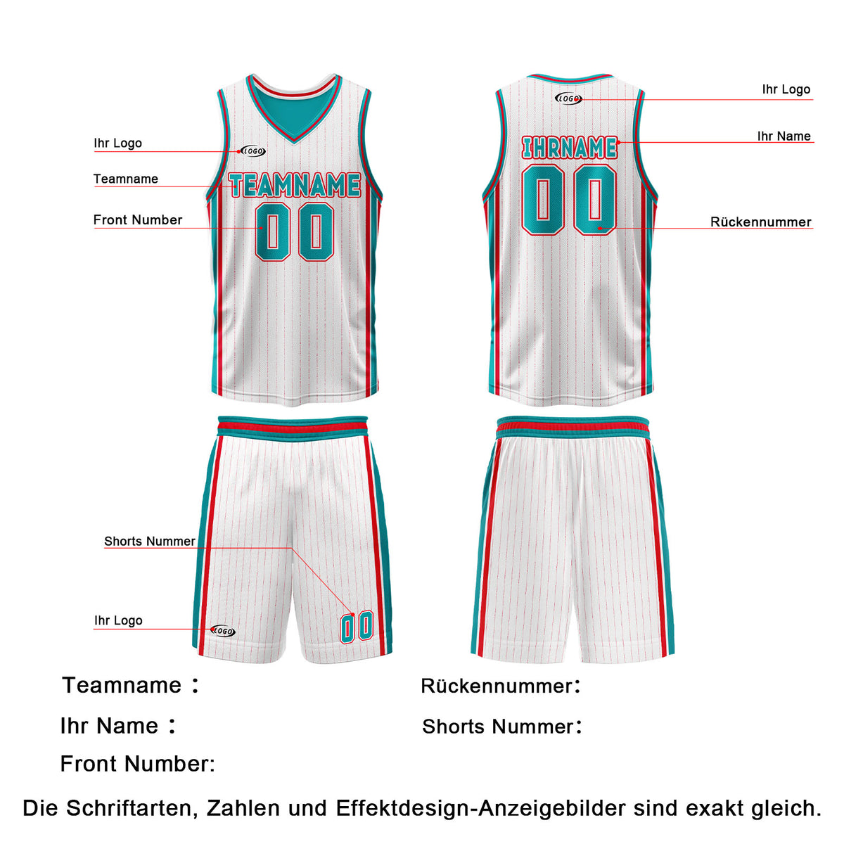 Benutzerdefinierte Weiß Cyan Rot Reversible Basketball Jersey Personalisierte Drucken Name Nummer Logo