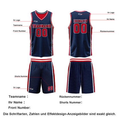 Benutzerdefinierte Marine Rot Reversible Basketball Jersey Personalisierte Drucken Name Nummer Logo