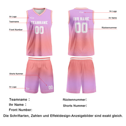Benutzerdefinierter Lila Rosa Weiß Farbverlauf Basketball Jersey Uniform Anzug gedruckt Ihr Logo Name Nummer