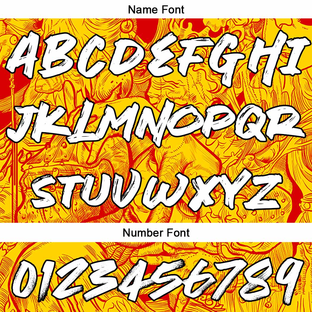 Benutzerdefinierter Sweatshirt-Hoodie für Mann, Frau, Mädchen, Junge. Drucken Sie Ihr Logo, Ihren Namen und Ihre Nummer Gelb&Rot