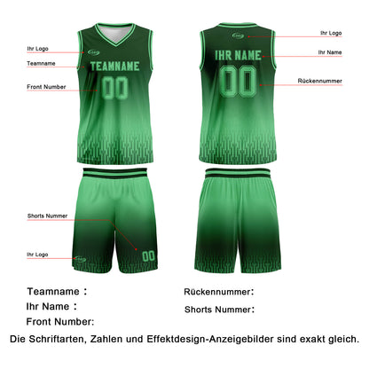 Benutzerdefinierter Olivgrün Grün Farbverlauf Basketball Jersey Uniform Anzug gedruckt Ihr Logo Name Nummer