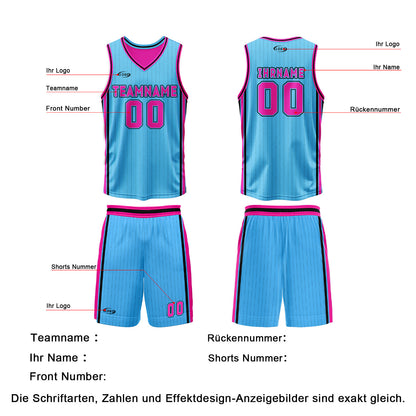 Benutzerdefinierte Blau Rosa Reversible Basketball Jersey Personalisierte Drucken Name Nummer Logo