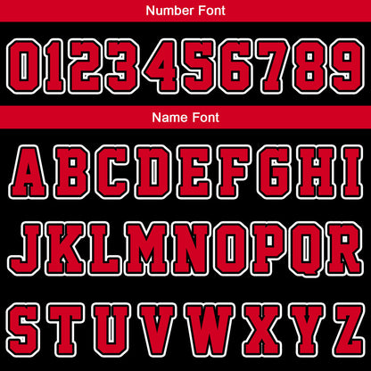 Benutzerdefinierte Rot Schwarz Kurzarm-Kapuzenpullover für Männer Frauen Hemden mit Kapuzen gedruckt Name Logo