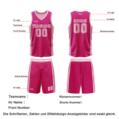 Benutzerdefinierte Rosa Rot Pink Reversible Basketball Jersey Personalisierte Drucken Name Nummer Logo