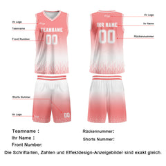 Benutzerdefinierter Rosa Weiß Farbverlauf Basketball Jersey Uniform Anzug gedruckt Ihr Logo Name Nummer