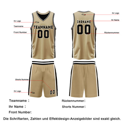 Benutzerdefinierte Gold Schwarz Reversible Basketball Jersey Personalisierte Drucken Name Nummer Logo