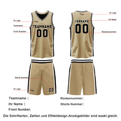 Benutzerdefinierte Gold Schwarz Reversible Basketball Jersey Personalisierte Drucken Name Nummer Logo