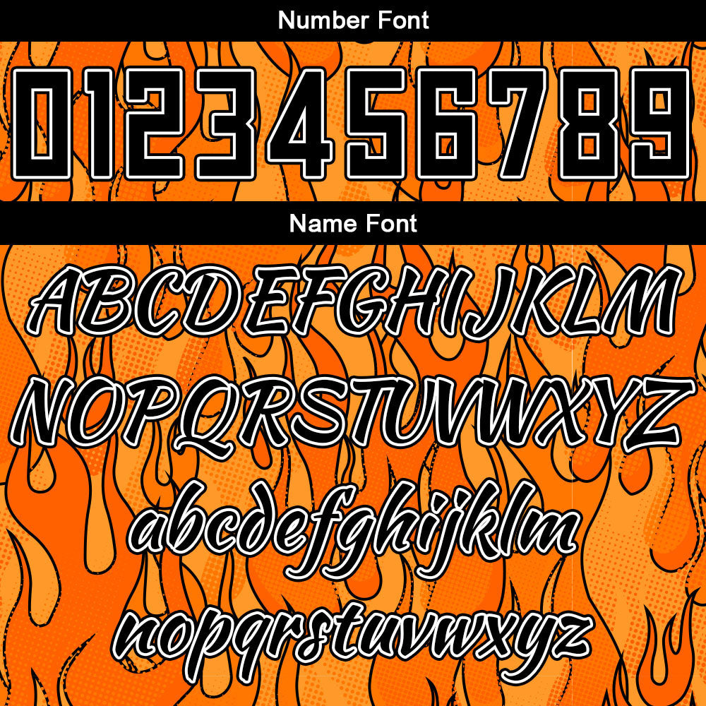 Benutzerdefinierter Basketball Jersey Uniform Anzug gedruckt Ihr Logo Name Nummer Orange Flamme