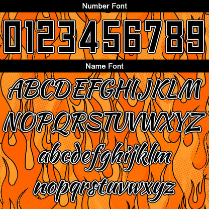Benutzerdefinierter Basketball Jersey Uniform Anzug gedruckt Ihr Logo Name Nummer Orange Flamme