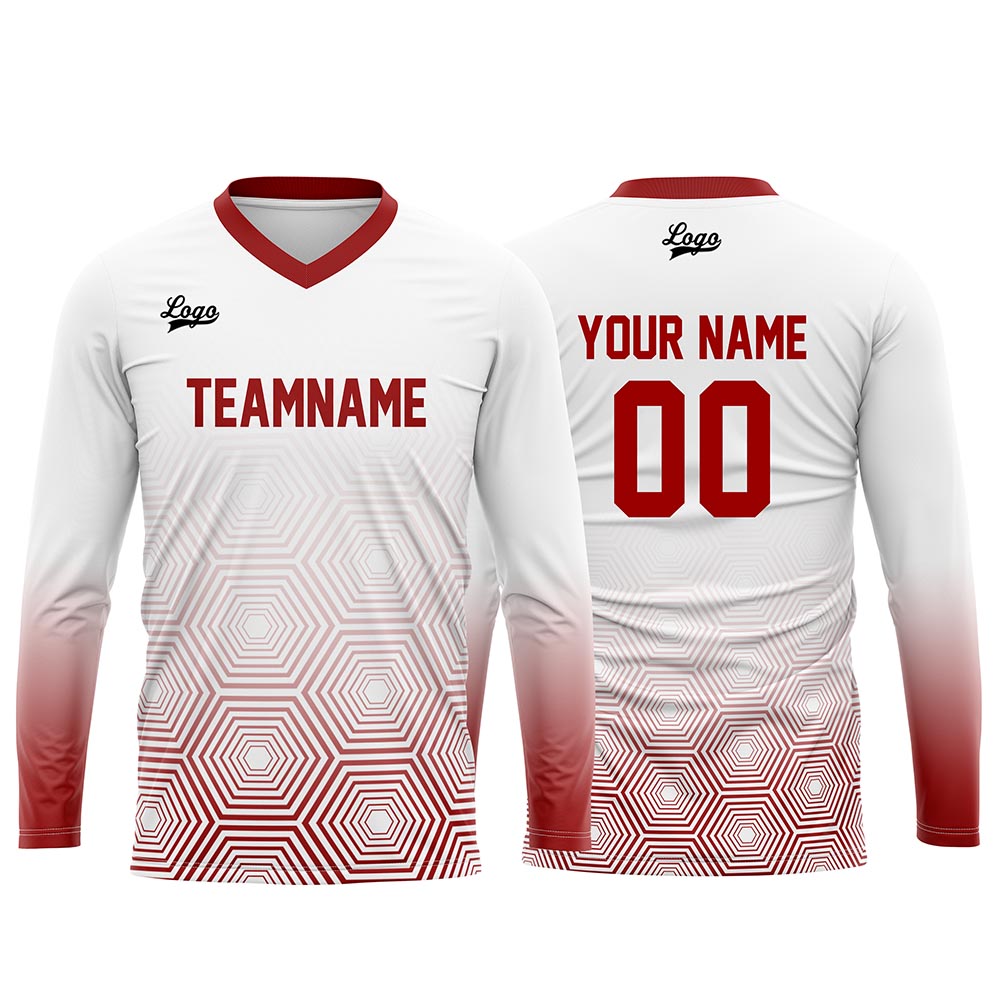 Kundenspezifisches Rot Weiß Basketball Fußball Schießen langes T-Shirt für Erwachsene und Kinder