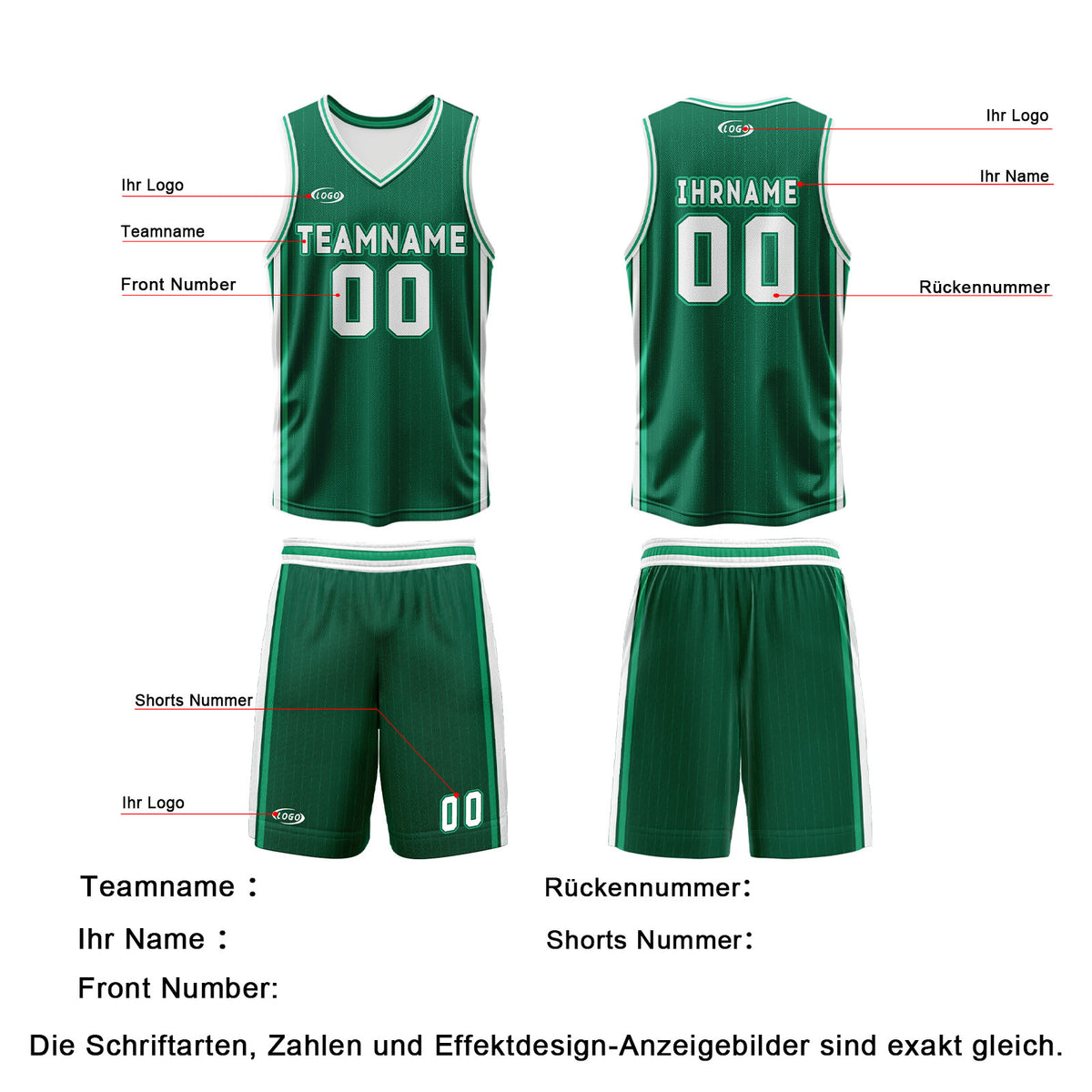 Benutzerdefinierte Grün Weiß Reversible Basketball Jersey Personalisierte Drucken Name Nummer Logo