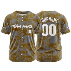 Benutzerdefinierte Baseball Jersey Personalisierte Baseball Shirt genäht und Druck Braun&Grau