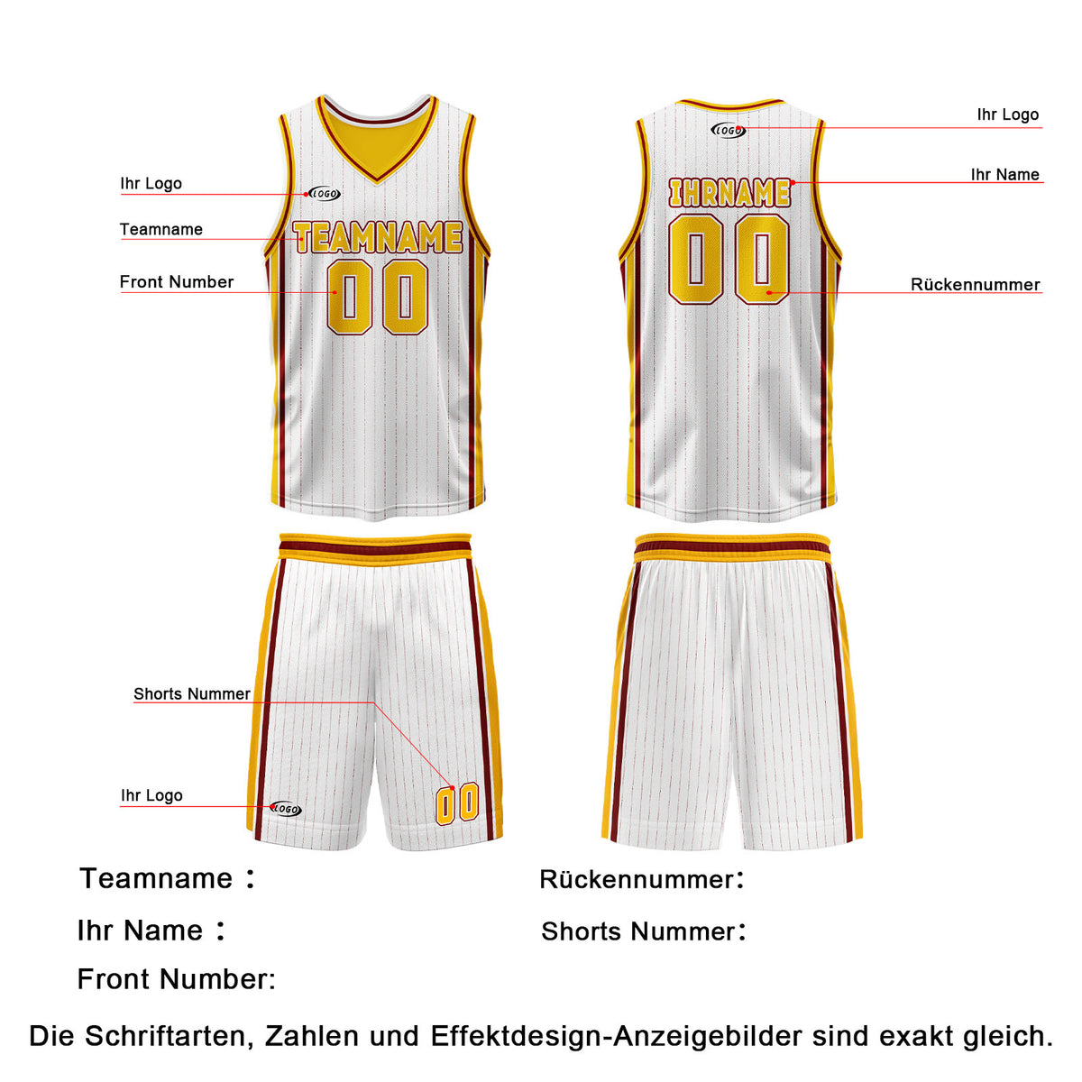 Benutzerdefinierte Weiß Gelb Reversible Basketball Jersey Personalisierte Drucken Name Nummer Logo