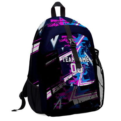 Anpassen  Rosa Hellblau Weiß Sport Rucksäcke Mit Personalisiert Namen, Zahlen und Logos