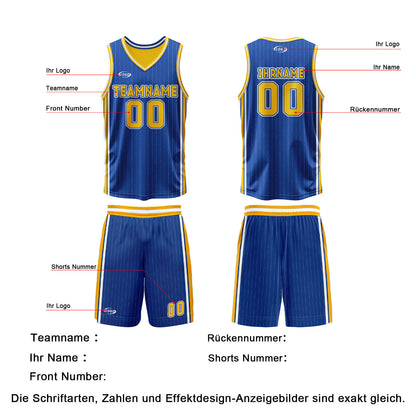 Benutzerdefinierte Blau Gelb Reversible Basketball Jersey Personalisierte Drucken Name Nummer Logo
