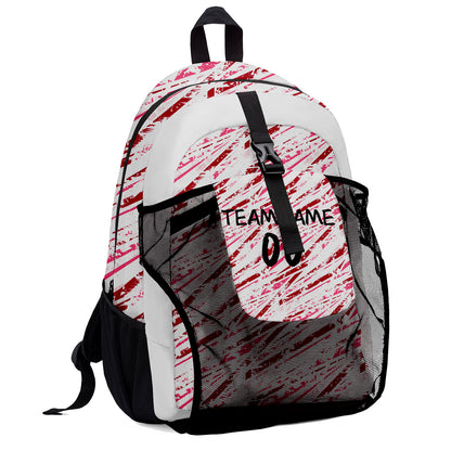Anpassen  Weiß  Rot Sport Rucksäcke Mit Personalisiert Namen, Zahlen und Logos