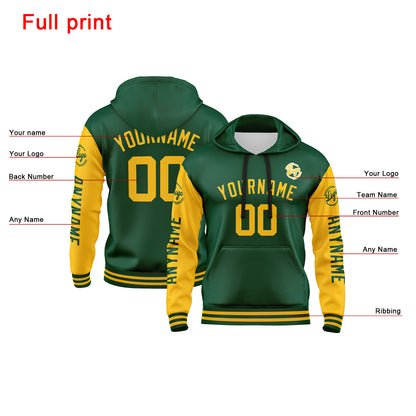 Benutzerdefiniert Grün Gelb Hoodie Personalisiert Männer Pullover Hoodie Gedruckt Team Name Number Logo für Frauen