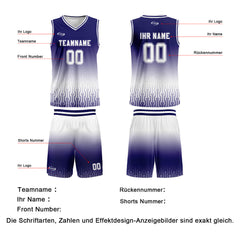 Benutzerdefinierter Blau Weiß Farbverlauf Basketball Jersey Uniform Anzug gedruckt Ihr Logo Name Nummer