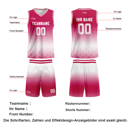 Benutzerdefinierter Rot Weiß Farbverlauf Basketball Jersey Uniform Anzug gedruckt Ihr Logo Name Nummer