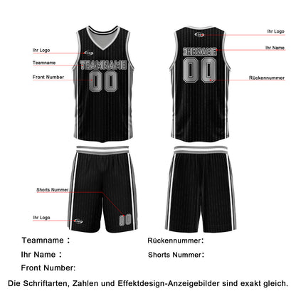 Benutzerdefinierte Schwarz Grau Reversible Basketball Jersey Personalisierte Drucken Name Nummer Logo