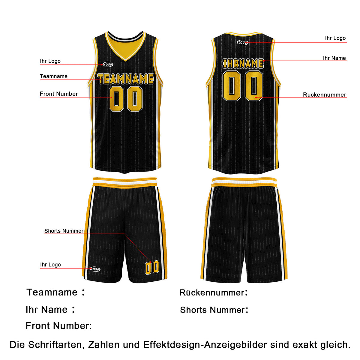 Benutzerdefinierte Schwarz Gelb Reversible Basketball Jersey Personalisierte Drucken Name Nummer Logo