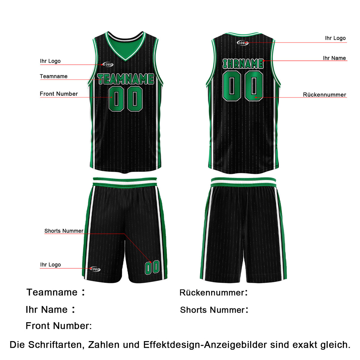 Benutzerdefinierte Schwarz Grün Reversible Basketball Jersey Personalisierte Drucken Name Nummer Logo