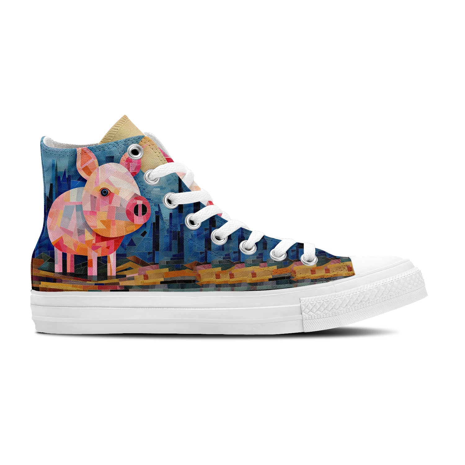 Unisex Mid-Top Leinwand Schuhe - Betreten Sie eine kunstvolle Welt mit verspielten Schweine-Drucken für Männer und Frauen