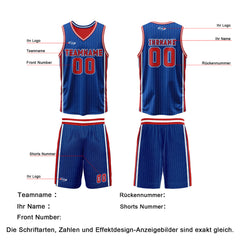Benutzerdefinierte Blau Rot Reversible Basketball Jersey Personalisierte Drucken Name Nummer Logo