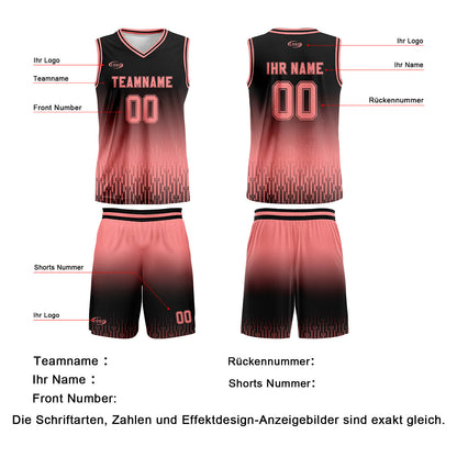 Benutzerdefinierter Schwarz Rosa Farbverlauf Basketball Jersey Uniform Anzug gedruckt Ihr Logo Name Nummer