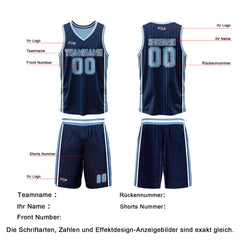 Benutzerdefinierte Marineblau Reversible Basketball Jersey Personalisierte Drucken Name Nummer Logo