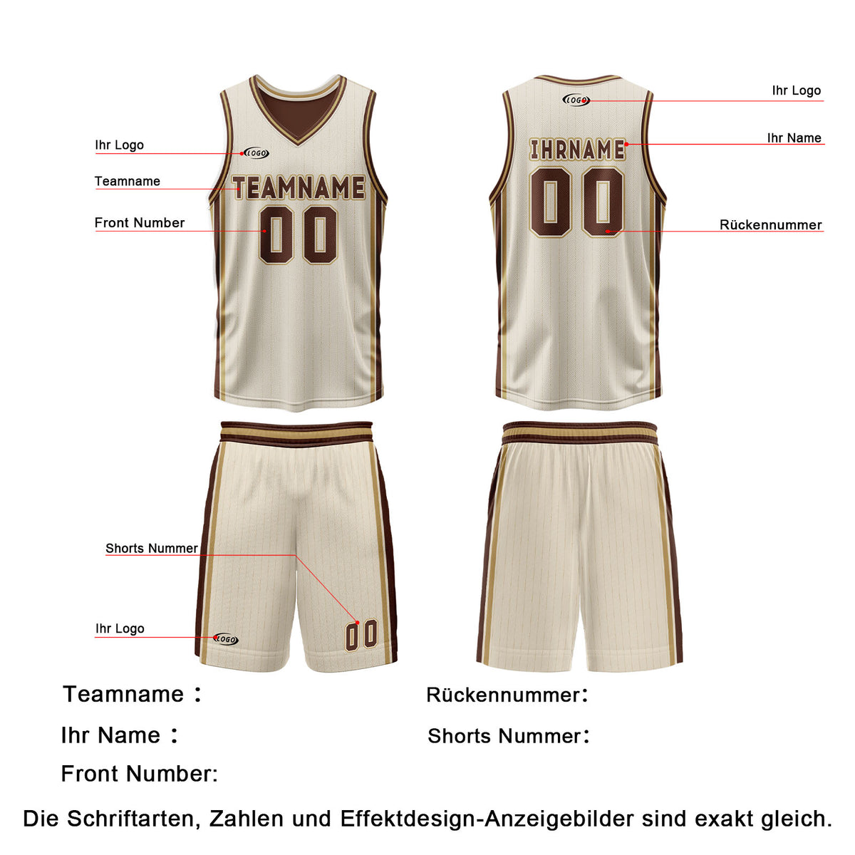 Benutzerdefinierte Cremebraun Reversible Basketball Jersey Personalisierte Drucken Name Nummer Logo