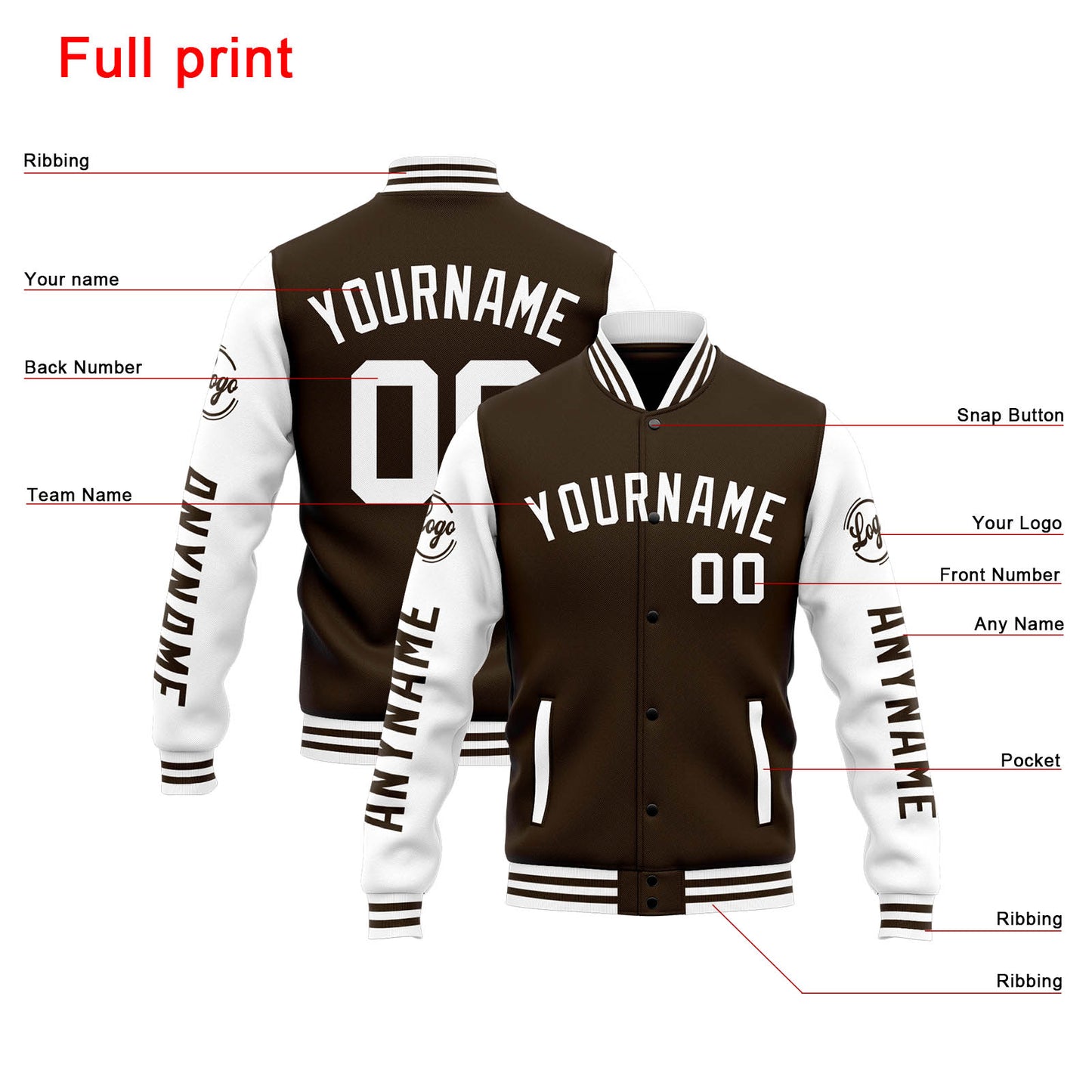 Benutzerdefinierte Varsity-Jacke. Letterman-Jacke für Männer, Frauen und Jugendliche