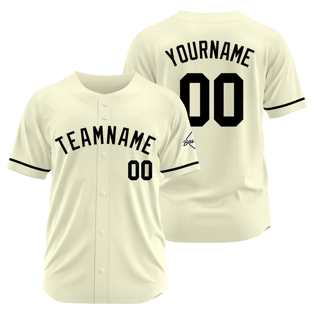 Benutzerdefinierte Authentisch Baseball-Trikot Creme-Schwarz