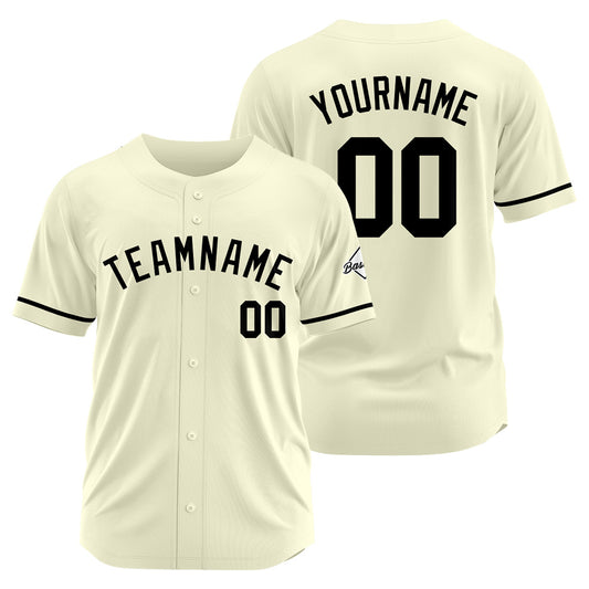 Benutzerdefinierte Authentisch Baseball-Trikot Creme-Schwarz