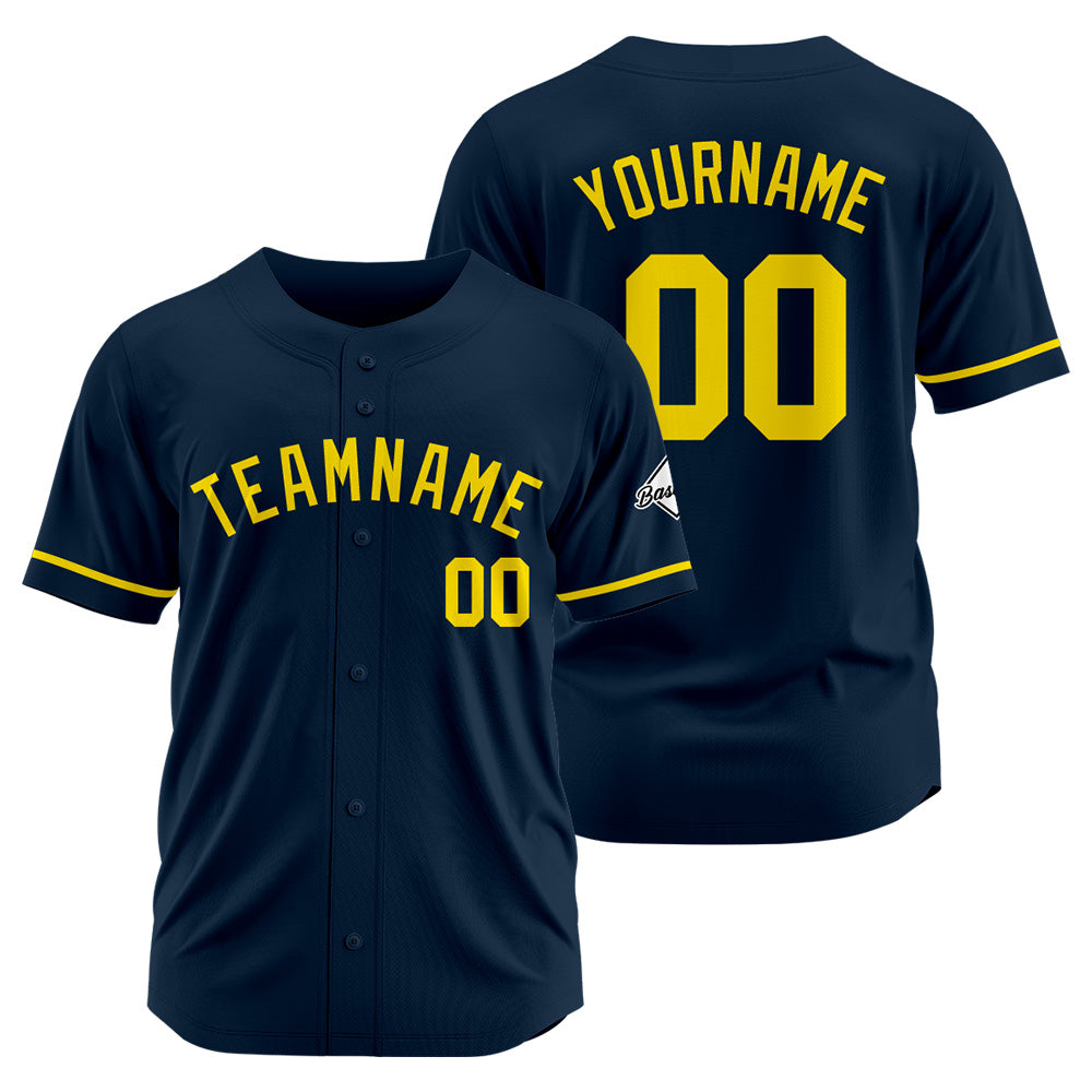 Benutzerdefinierte Authentisch Baseball-Trikot Marine-Gelb