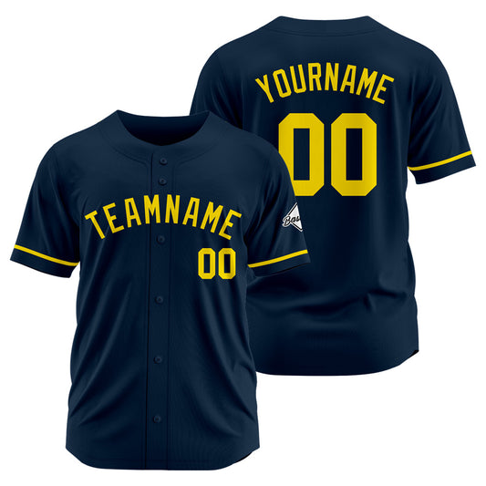 Benutzerdefinierte Authentisch Baseball-Trikot Marine-Gelb