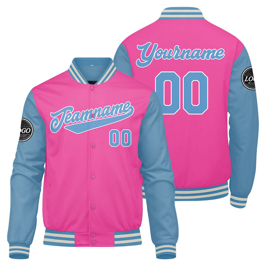 Benutzerdefinierte Verlauf Varsity-Jacke. Letterman-Jacke Pink