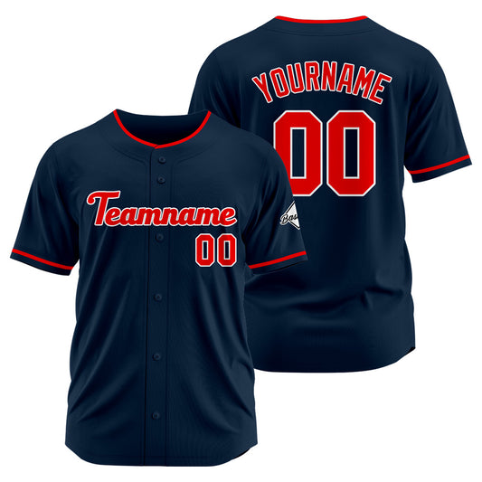 Benutzerdefinierte Authentisch Baseball-Trikot Marine-Rot
