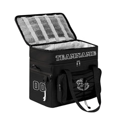 Maßgeschickerte Schwarz vollflächig bedruckte isolierte Kühltasche mit Doppelwand Wasserdichte 600D Oxford Picknick-Tragetasche für Teamevents & Outdoor-Grillen
