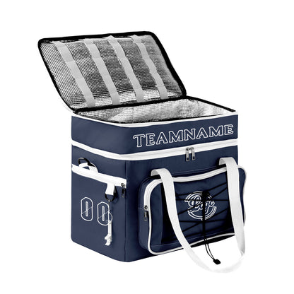 Maßgeschickerte Marine Weiß vollflächig bedruckte isolierte Kühltasche mit Doppelwand Wasserdichte 600D Oxford Picknick-Tragetasche für Teamevents & Outdoor-Grillen