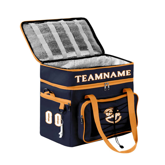 Maßgeschickerte Marine Orange vollflächig bedruckte isolierte Kühltasche mit Doppelwand Wasserdichte 600D Oxford Picknick-Tragetasche für Teamevents & Outdoor-Grillen
