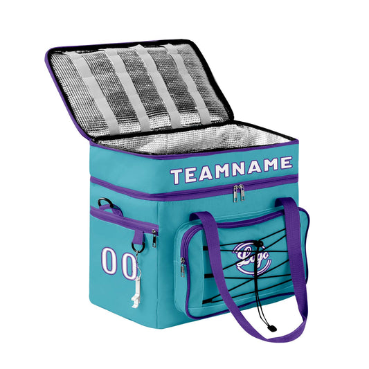 Maßgeschickerte Petrol Lila vollflächig bedruckte isolierte Kühltasche mit Doppelwand Wasserdichte 600D Oxford Picknick-Tragetasche für Teamevents & Outdoor-Grillen