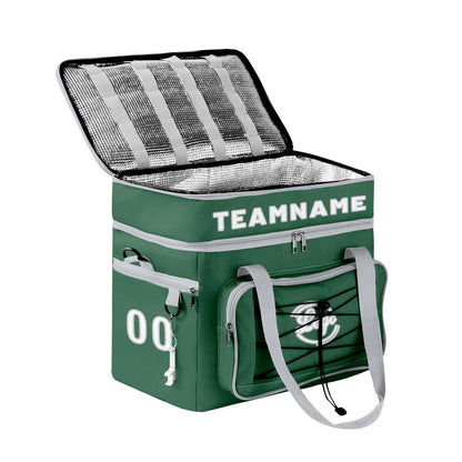 Maßgeschickerte Dunkelgrün Grau vollflächig bedruckte isolierte Kühltasche mit Doppelwand Wasserdichte 600D Oxford Picknick-Tragetasche für Teamevents & Outdoor-Grillen