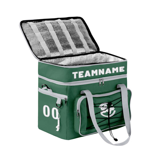 Maßgeschickerte Dunkelgrün Grau vollflächig bedruckte isolierte Kühltasche mit Doppelwand Wasserdichte 600D Oxford Picknick-Tragetasche für Teamevents & Outdoor-Grillen
