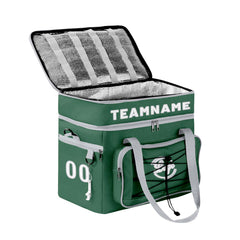Maßgeschickerte Dunkelgrün Grau vollflächig bedruckte isolierte Kühltasche mit Doppelwand Wasserdichte 600D Oxford Picknick-Tragetasche für Teamevents & Outdoor-Grillen