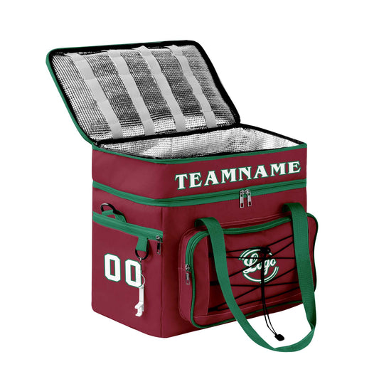 Maßgeschickerte Rot Grün vollflächig bedruckte isolierte Kühltasche mit Doppelwand Wasserdichte 600D Oxford Picknick-Tragetasche für Teamevents & Outdoor-Grillen