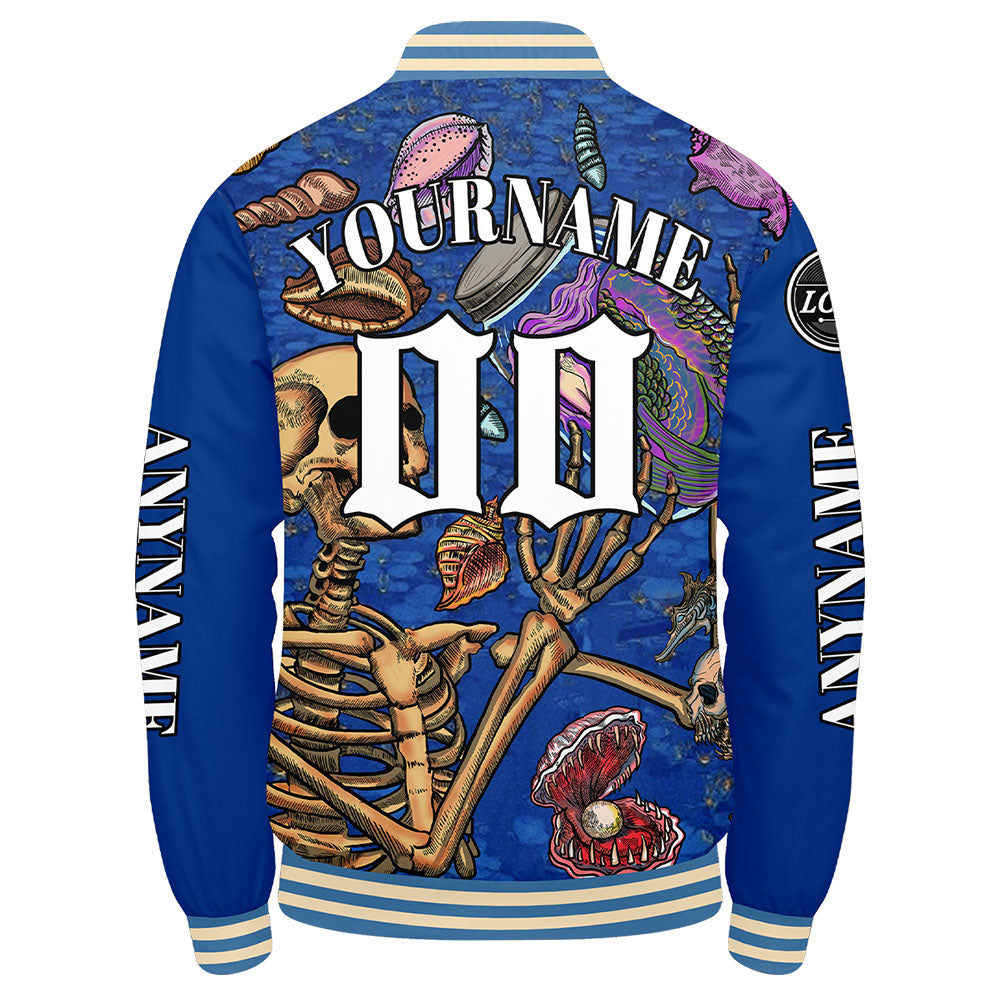 Maßgeschneiderte Blau Letterman Varsity Jacket Individuelle Stickerei Druck nach Ihrem Wunsch