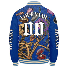 Maßgeschneiderte Blau Letterman Varsity Jacket Individuelle Stickerei Druck nach Ihrem Wunsch