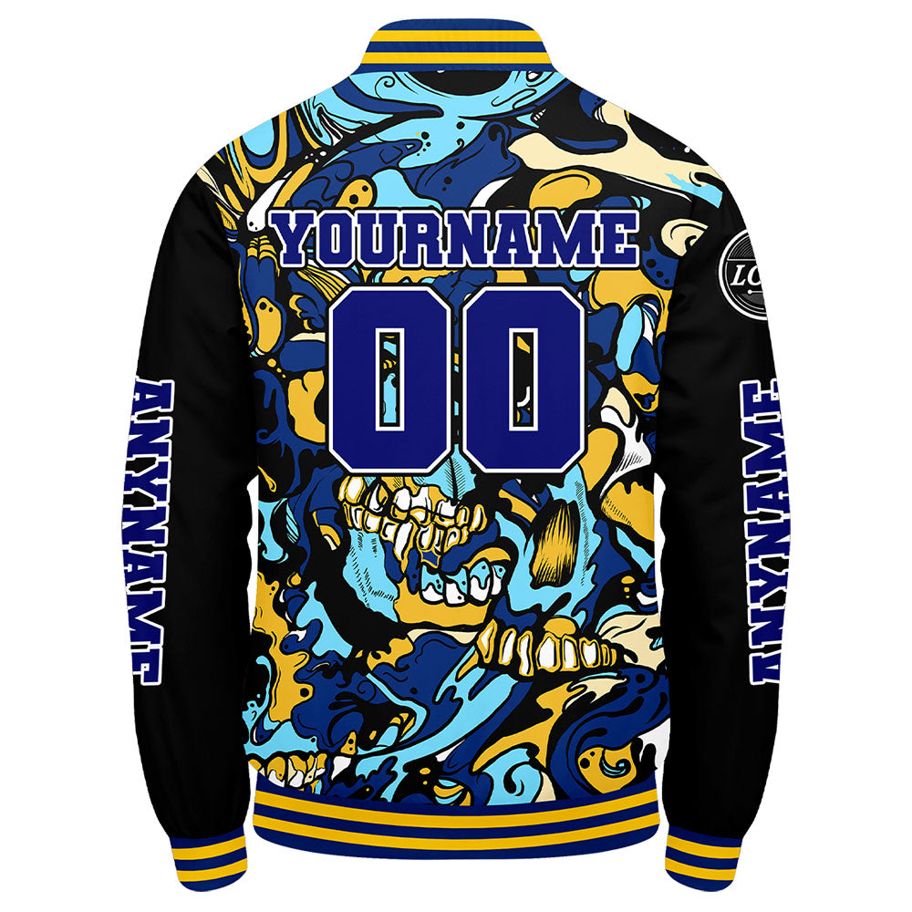 Maßgeschneiderte Königliche Gelb Letterman Varsity Jacket Individuelle Stickerei Druck nach Ihrem Wunsch